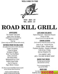 road kill cafe menu